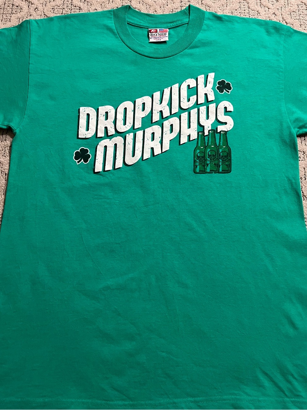 🎸 '08 Dropkick Murphys Band Green 2 Side Near Vintage Brew Bott*e Skull Tee